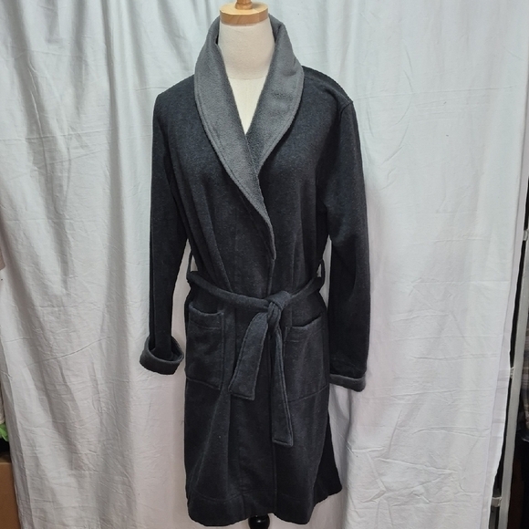 Kirkland Cozy Gray Robe with Belt Sz M VERY VERY SUBSTANTIAL ROBE - Picture 5 of 14